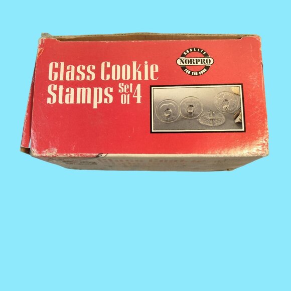 Norpro Glass Cookie Stamps 4 Classic Designs Heart Circle Daisy Flower - Picture 14 of 16